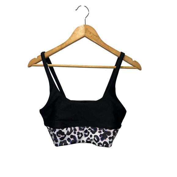 Beach Riot Women's Black Leopard Print Sports Bra Size Large Activewear Workout - Picture 3 of 6